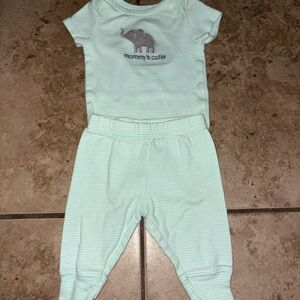 Carter's Mint Green Baby Set with Elephant